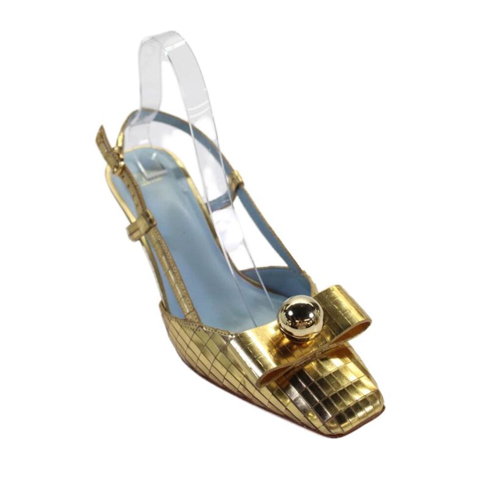 Frances Valentine Womens Disco Leather Raquel Slingbacks Pumps Gold Size 7 B